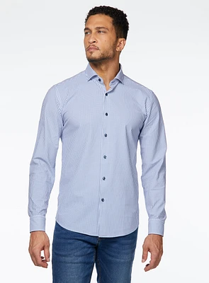Micro-Stripes Print Stretch Shirt