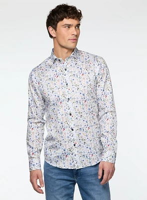 Chemise satinée à imprimé de prairie