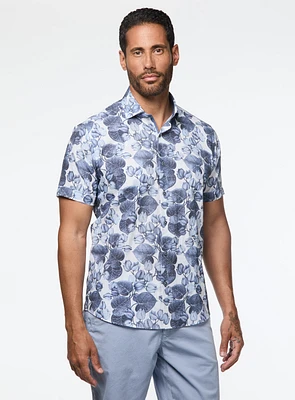 Chemise texturée à imprimé botanique