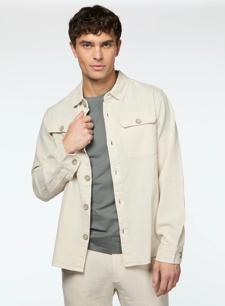 Surchemise beige en lin
