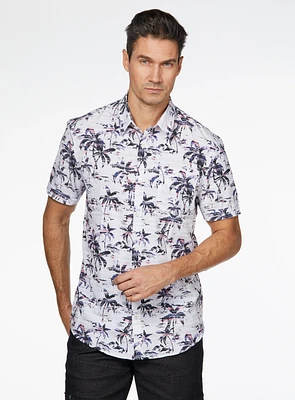 Palm Trees Print Short Sleeve Shirt