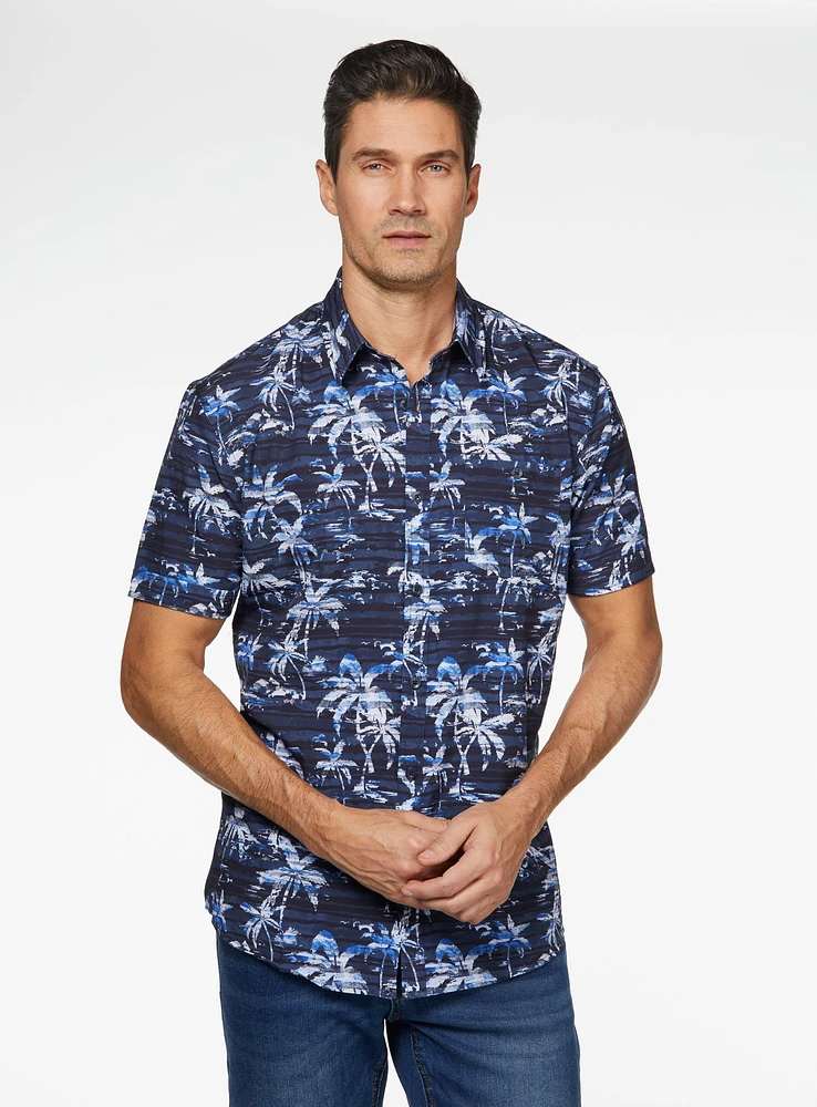 Palm Trees Print Short Sleeve Shirt
