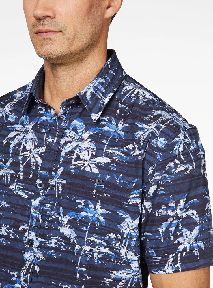 Palm Trees Print Short Sleeve Shirt