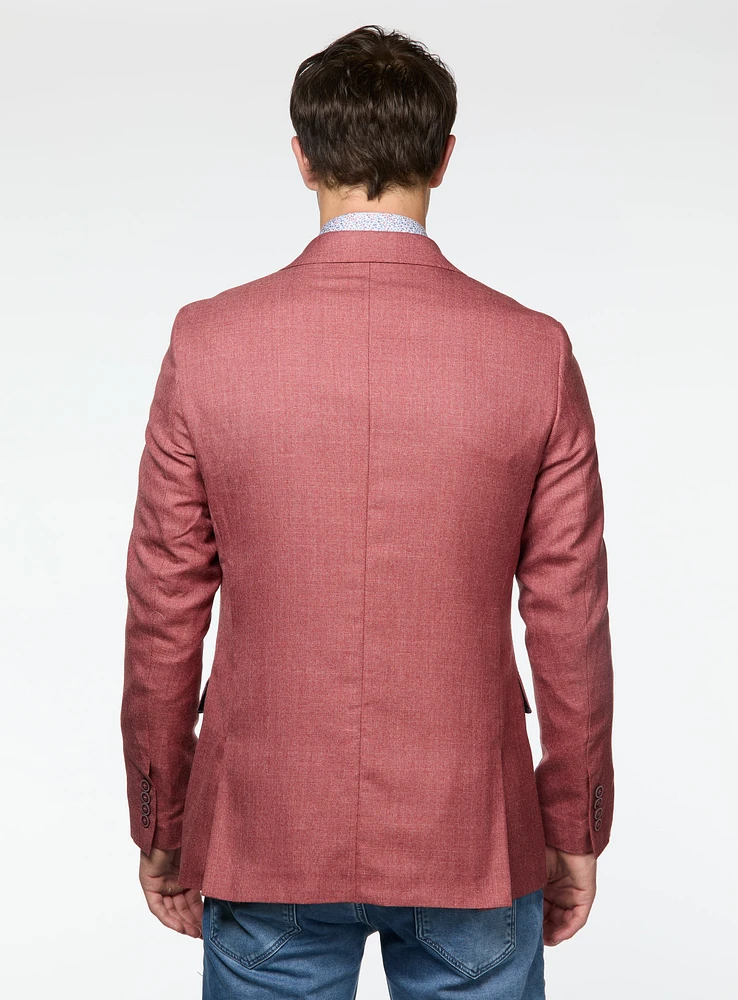 Veston rouge à effet lin