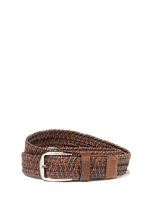 Cognac and Navy Braided Web Belt