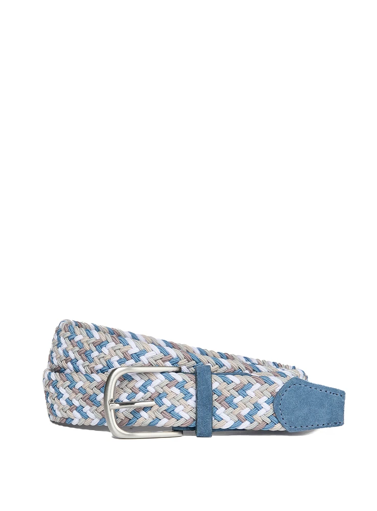 Ceinture tressée bleue et beige