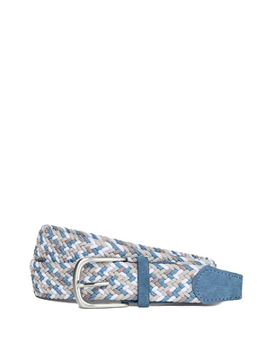 Ceinture tressée bleue et beige