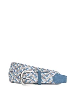 Ceinture tressée bleue et beige