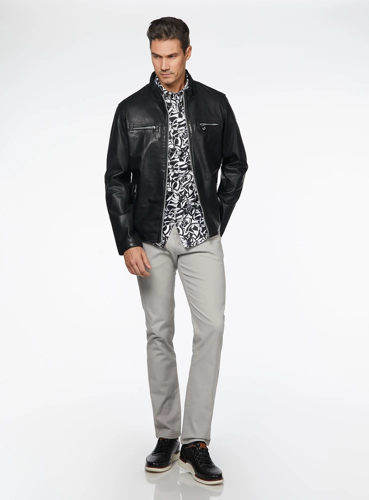 Black Perforated Leather Jacket