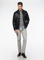 Black Perforated Leather Jacket