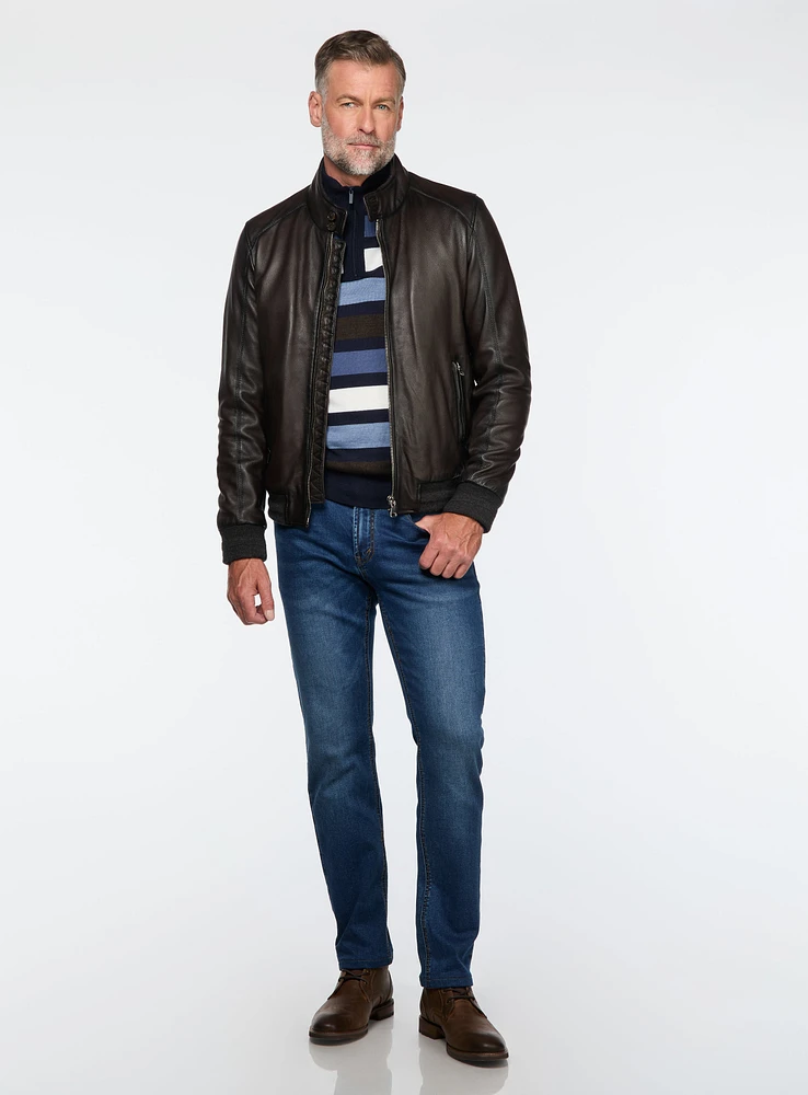 Manteau en cuir grainé