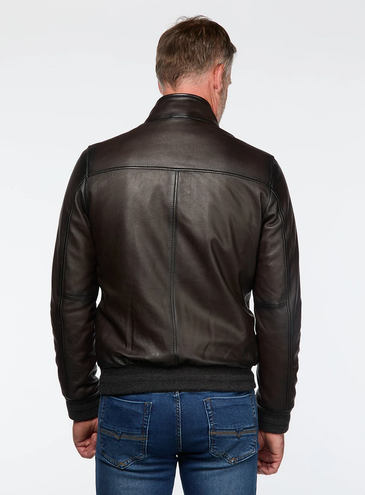 Manteau en cuir grainé