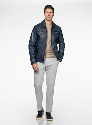 Navy Leather Jacket