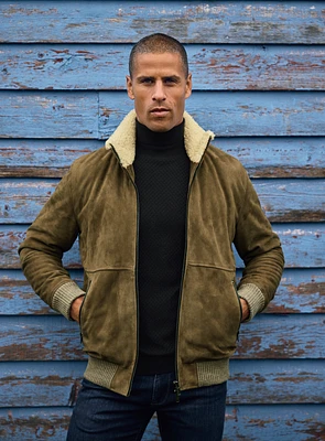 Manteau aviateur en suède