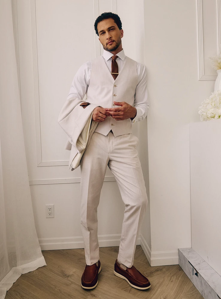 Veste beige à effet lin
