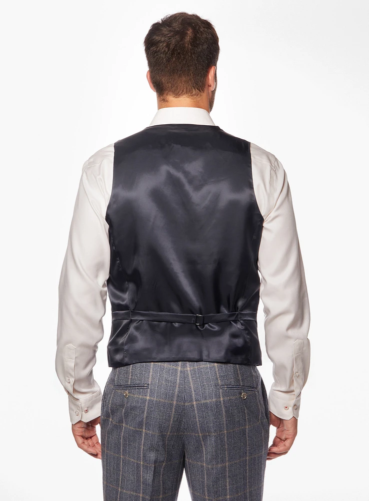 Veste bleue à carreaux beiges
