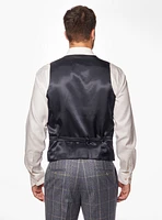 Veste bleue à carreaux beiges
