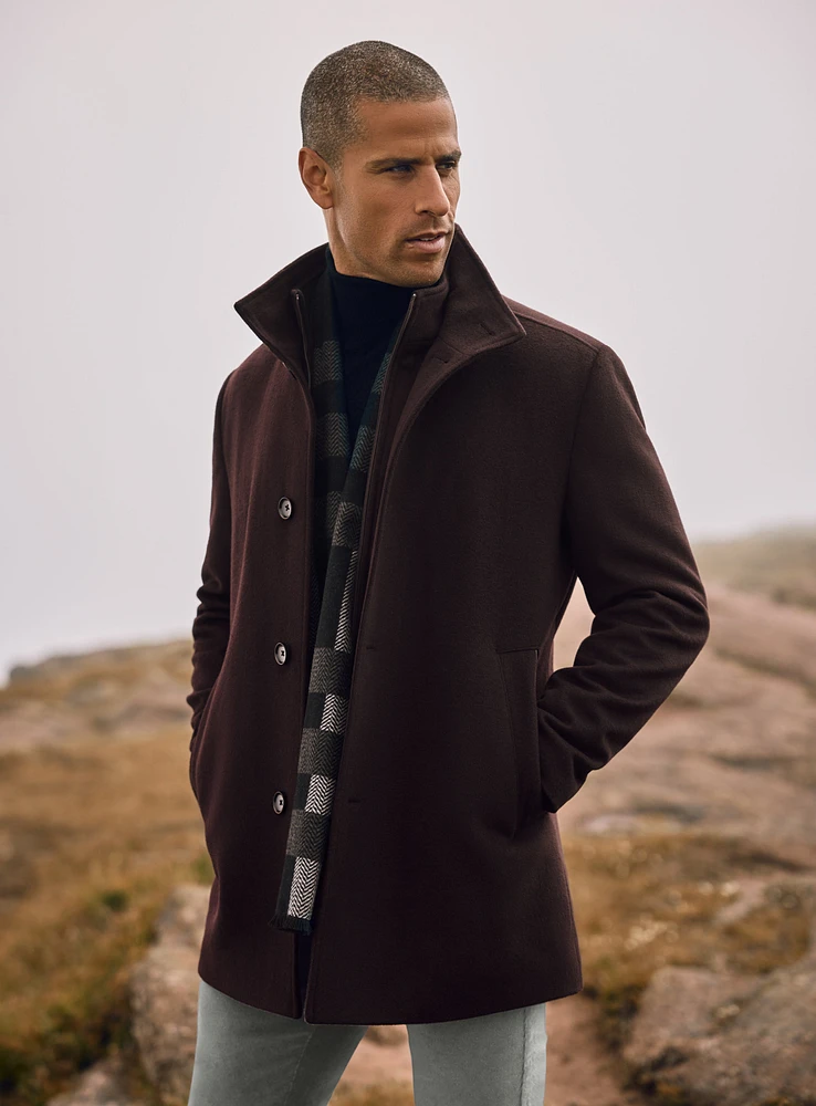 Manteau habillé uni à col montant