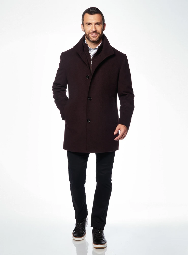 Manteau habillé uni à col montant