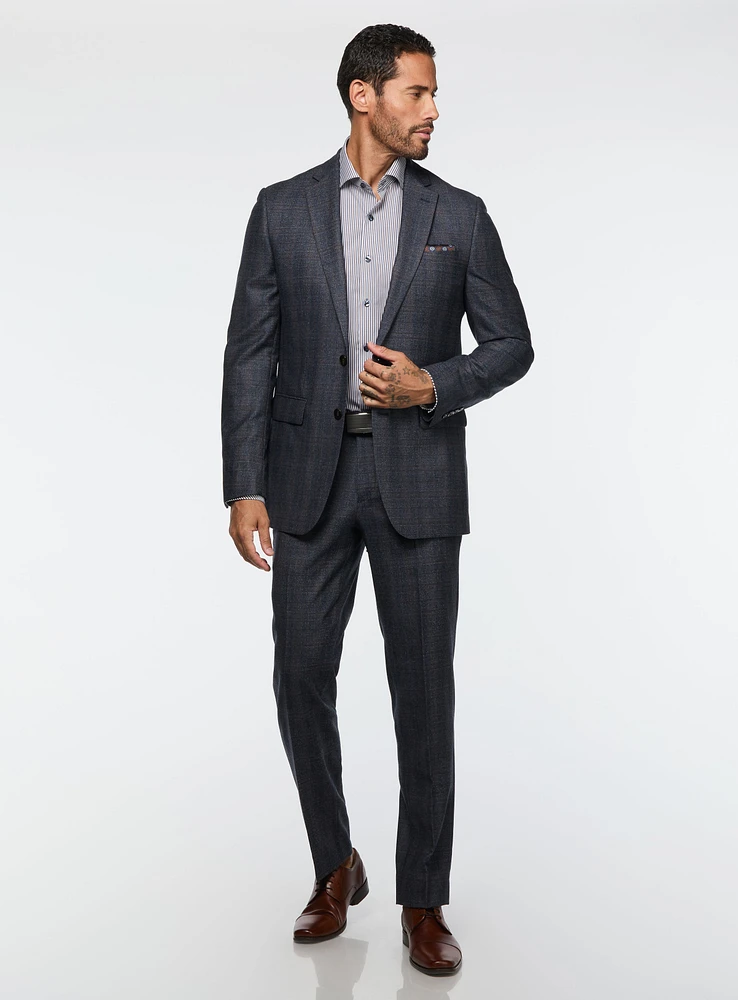 Navy and Brown Check Suit