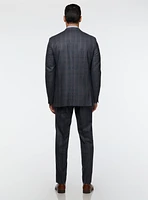 Navy and Brown Check Suit