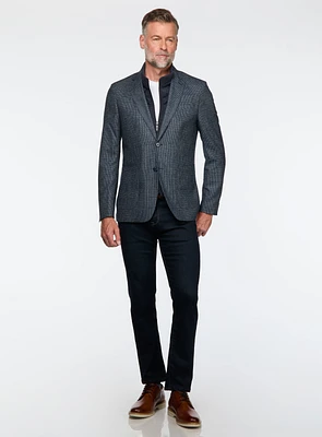 Navy Textured Knit Sport Jacket
