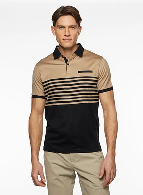 Black Striped Beige Polo