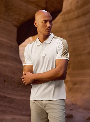 Polo blanc et beige