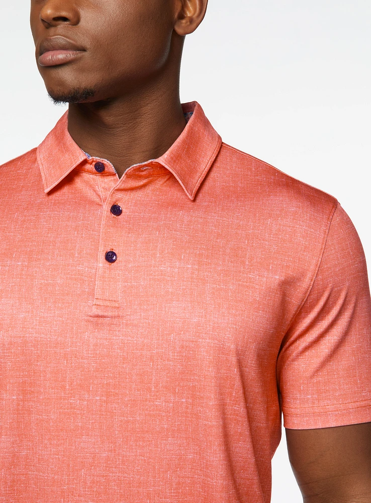 Coral Crosshatch Performance Polo