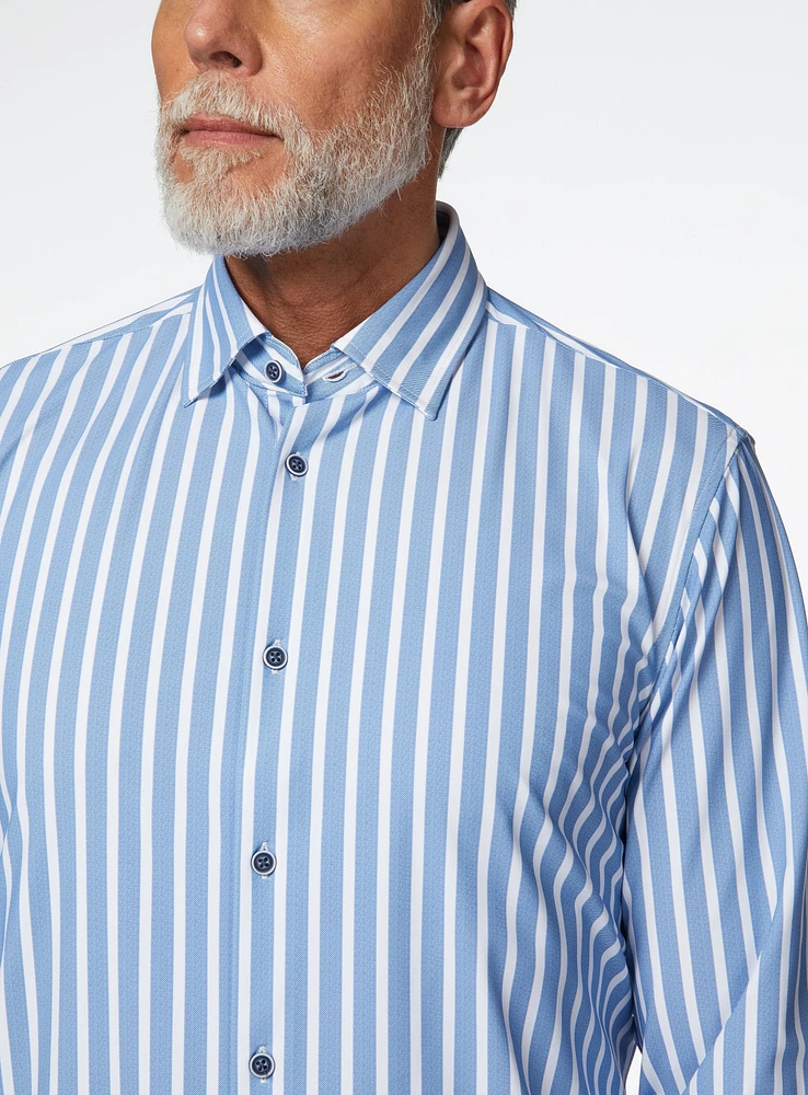 Chemise extensible à imprimé de rayures bleues