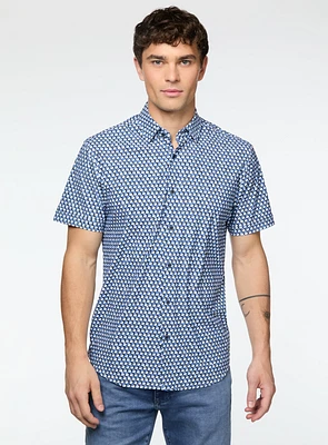 Squares Print Stretch Shirt