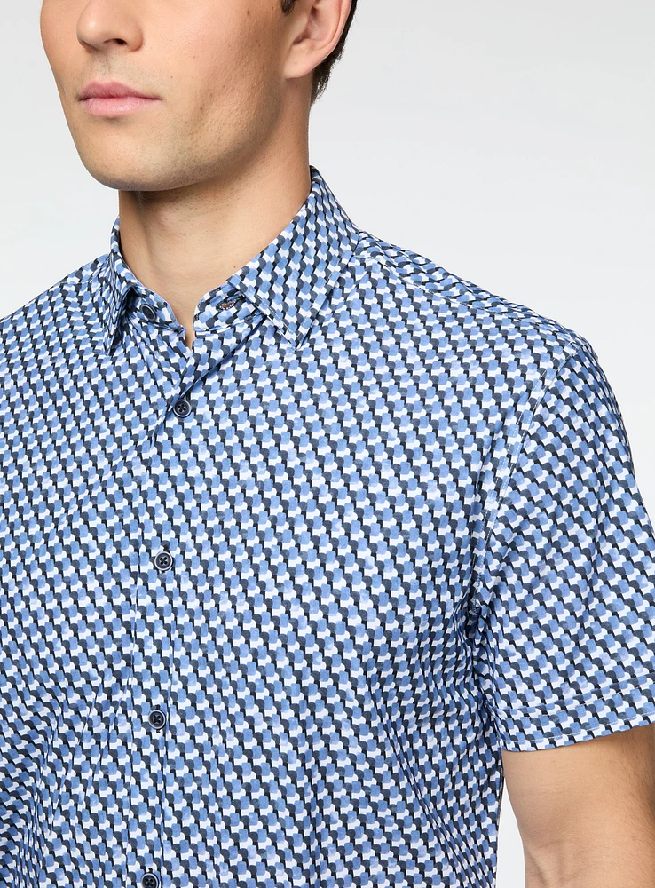 Squares Print Stretch Shirt