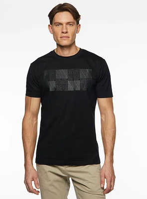 T-shirt à imprimé de palmier géométrique