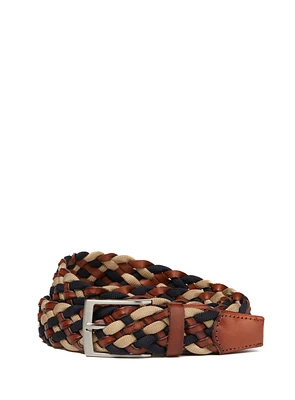 Ceinture en toile tressée beige et brune