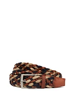 Ceinture en toile tressée beige et brune