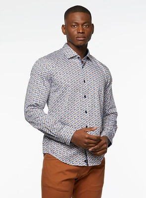 Half Moon Print Sateen Shirt