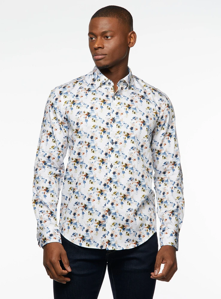 Chemise satinée à imprimé aquarelle