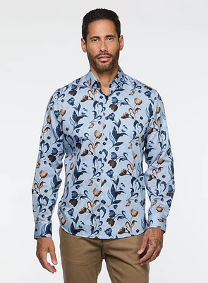 Tulip Print Blue Shirt