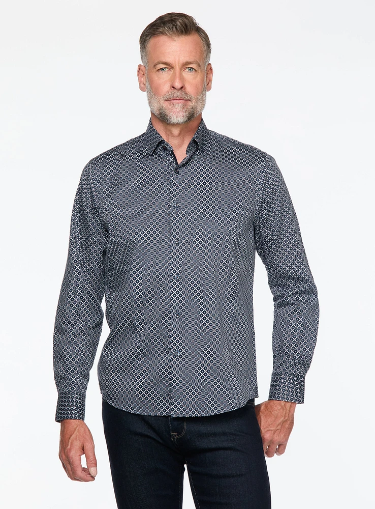 Buttons Print Sateen Shirt