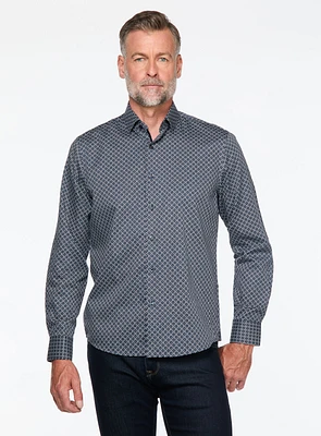 Chemise satinée à motif de boutons