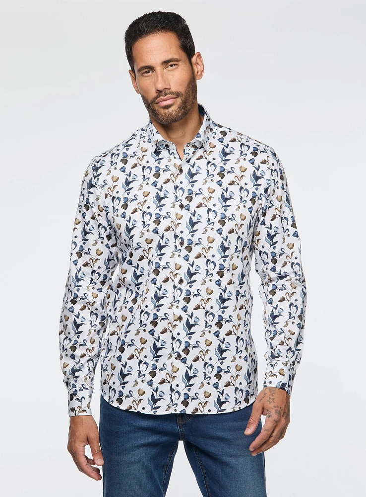 Chemise blanche à motif de tulipes