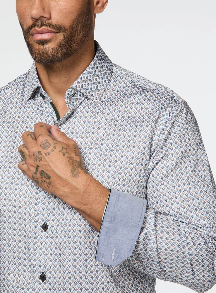 Chemise satinée à motif de bourgeons