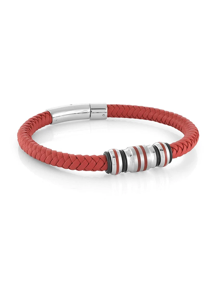 'G T' Red Leather Bracelet
