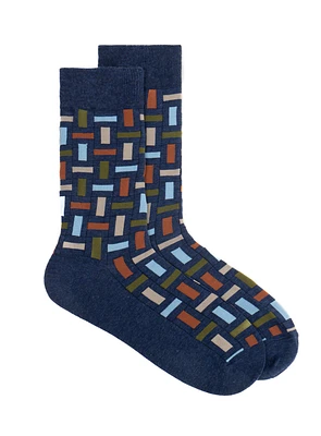 Chaussettes marines à motif tetris