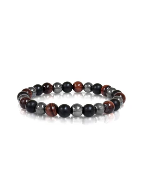 Bracelet 'Gabriel' en perles d'onyx et d'oeil de tigre
