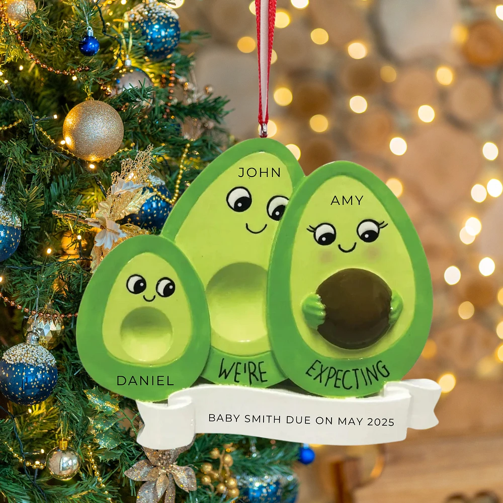 Avocado Family Expecting w/1 Child Ornament