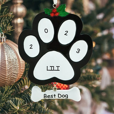 Best Dog Paw - Black Ornament