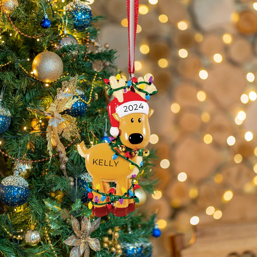 Deer Tangled In Lights Ornament