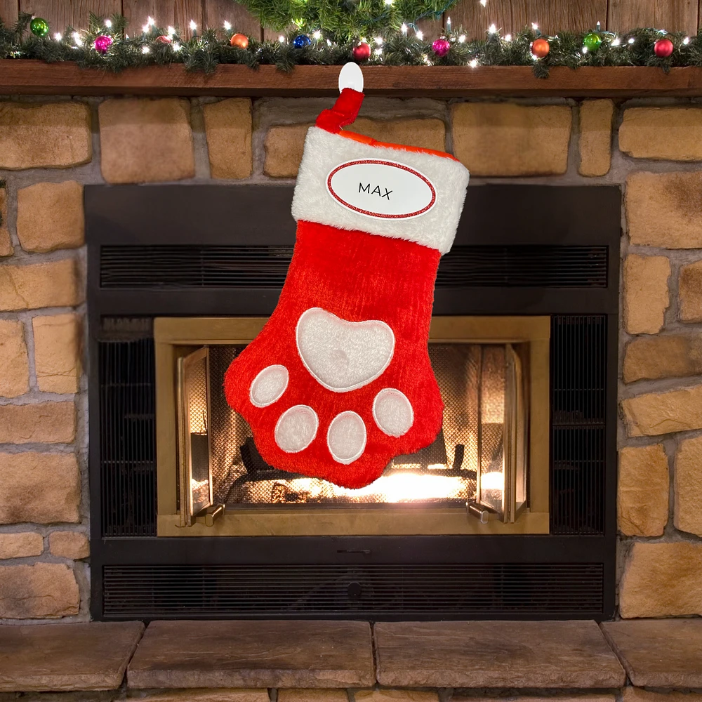 Dog Paw (Red & White) Stocking