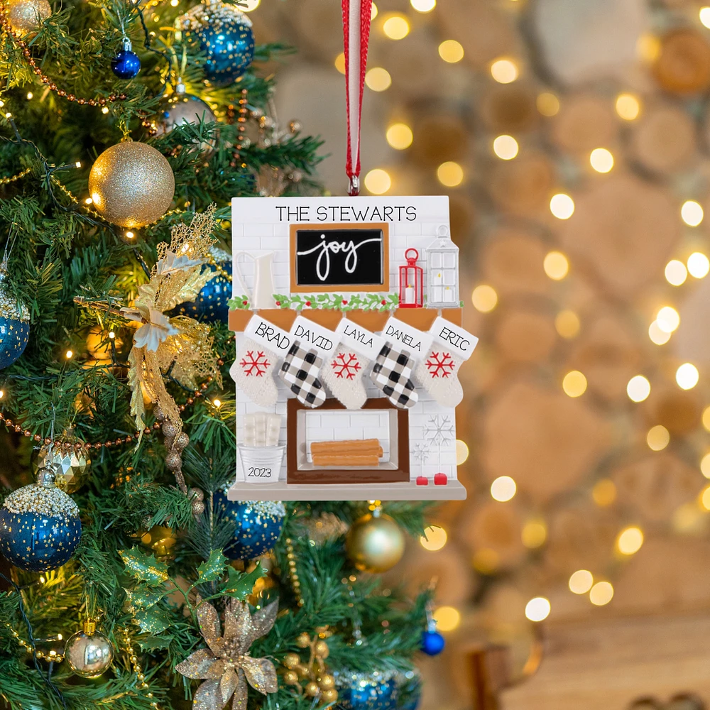 Mantle Stocking Family of 5 Ornament